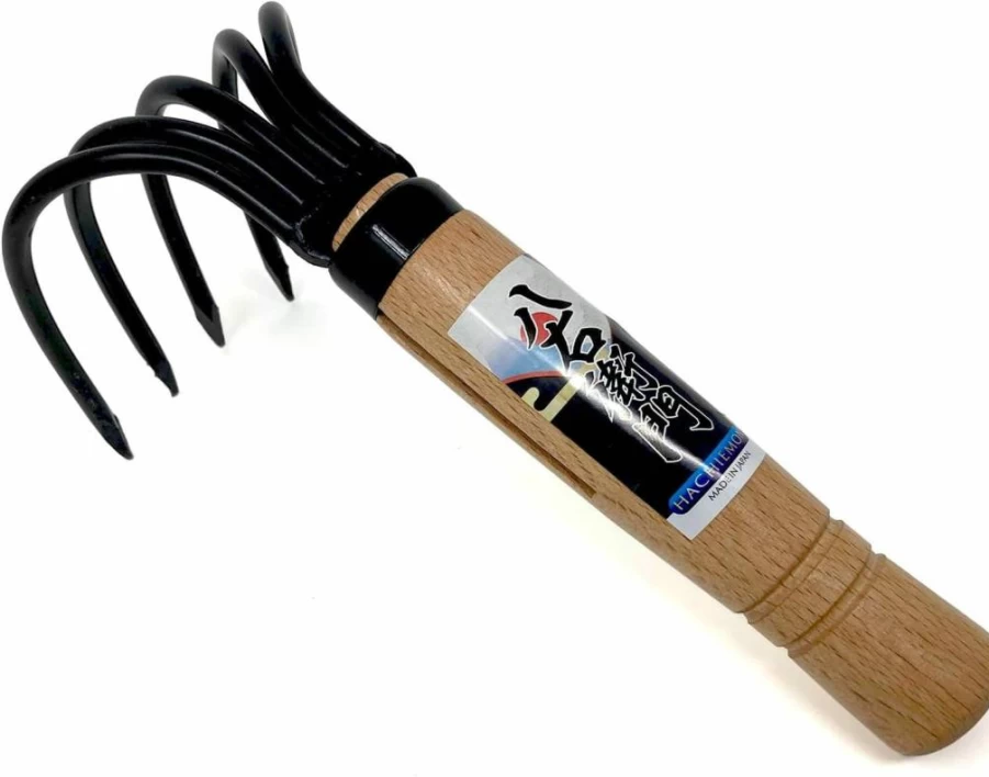 HACHIEMON Japanese Ninja Claw Garden Rake - Compact Sturdy Cultivator for Weeding and Soil Aeration - Authentic Made in Japan Gardening Tool