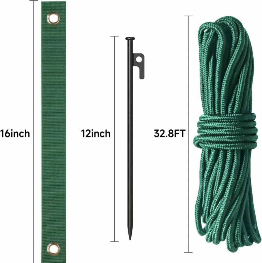 DasTior 3-Pack Heavy Duty Steel Tree Support Kit - 11.8" Sturdy Stakes, 15.8" Adjustable Straps & 32.8 ft Reinforced Rope for Leaning Tree Protection