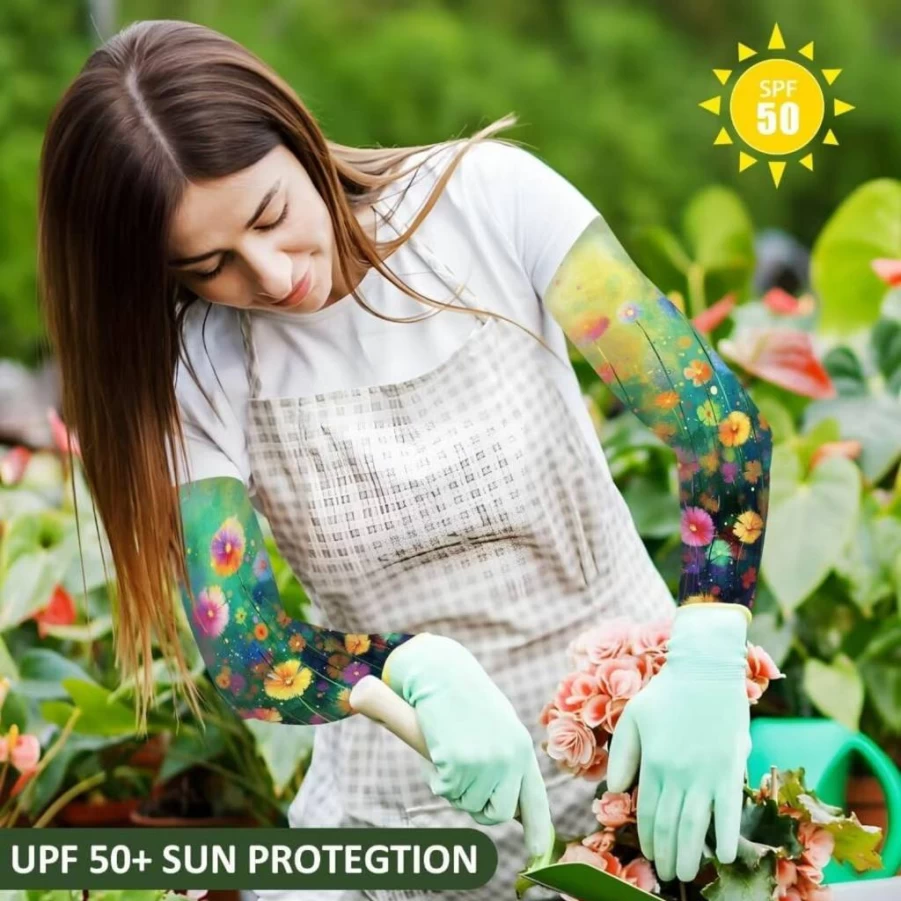 Fitvc UV Protective Gardening Sleeves for Women - Cooling, Thorn Proof Arm Covers for Outdoor Farming & Sun Safety