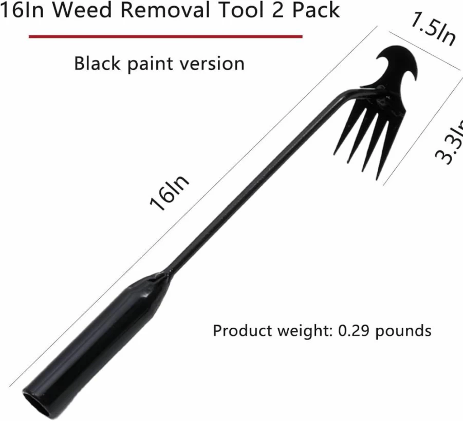 Theuzi 4-Toothed Manganese Steel Weed Puller - Heavy Duty Garden Weeder Tool for Vegetable Beds, Backyards & Farms | Portable Uprooting Tool for Effortless Planting & Weeding