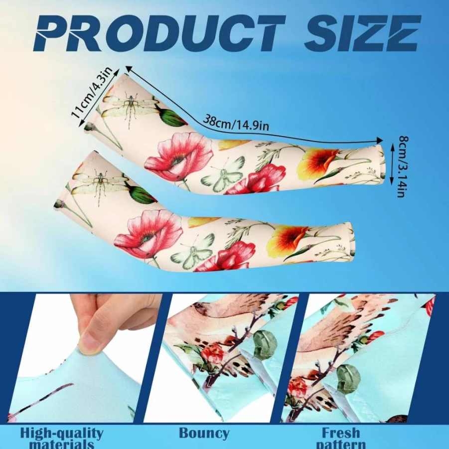 Tisancy 12 Pairs Women's UV Sun Protection Arm Sleeves for Gardening, Sports & Outdoor Activities - Cooling Breathable 21 Inch Farmers Sleeves
