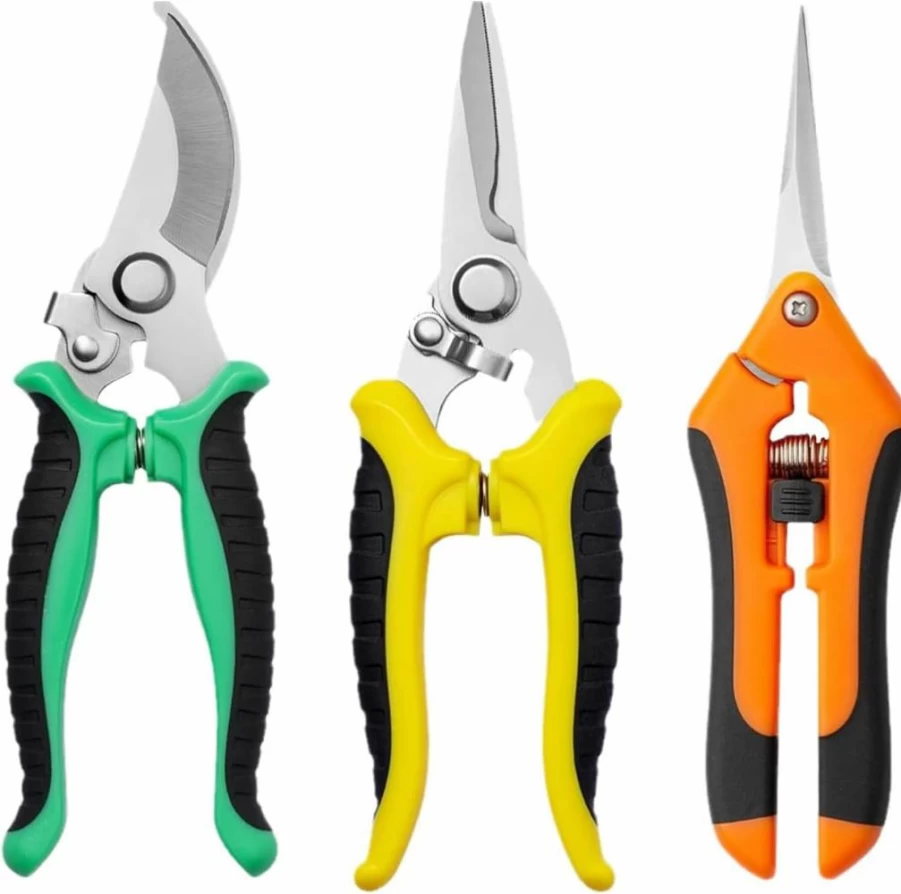 Vbvbip 3 Pack Professional Gardening Scissors Set - Stainless Steel Pruning Shears with Ergonomic Handle for Garden Care