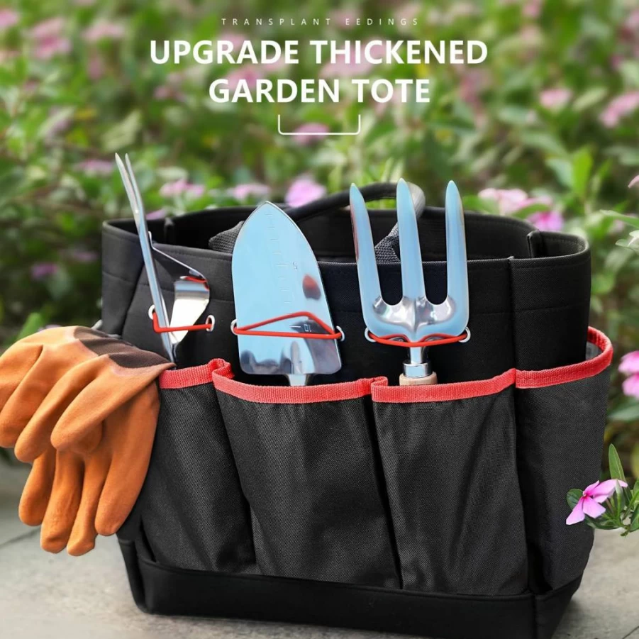 Grenebo 9-Piece Heavy Duty Gardening Tool Set with Rust-Proof Stainless Steel & Durable Organizer Bag - Ideal Garden Gifts for Women, Men, Gardeners