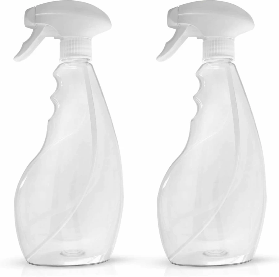 Delta Clean 17Oz Spray Bottles - Heavy Duty Refillable Trigger Sprayer for Cleaning, Gardening, Hair & Plants, 2-Pack Clear Plastic Bottles, All-Direction Spray