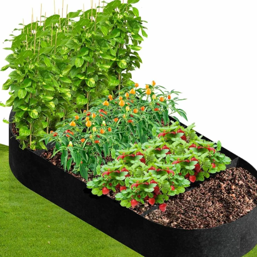 Avalution 5x2.5ft Oval Raised Garden Bed Kit - Breathable Fabric Grow Bags for Vegetables, Flowers, Potatoes - Outdoor Planter for Container Gardening