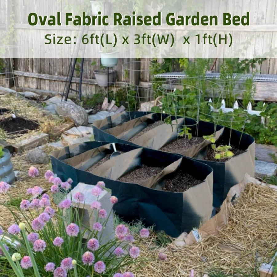 Avalution 5x2.5ft Oval Raised Garden Bed Kit - Breathable Fabric Grow Bags for Vegetables, Flowers, Potatoes - Outdoor Planter for Container Gardening