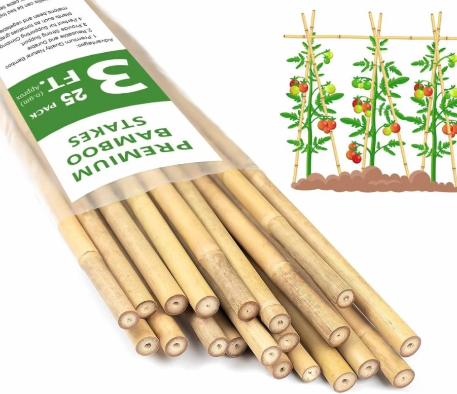 HAINANSTRY 20Pcs 18-Inch Natural Bamboo Plant Stakes for Garden, Indoor & Outdoor Plants, Orchids, Tomatoes, and Vegetables