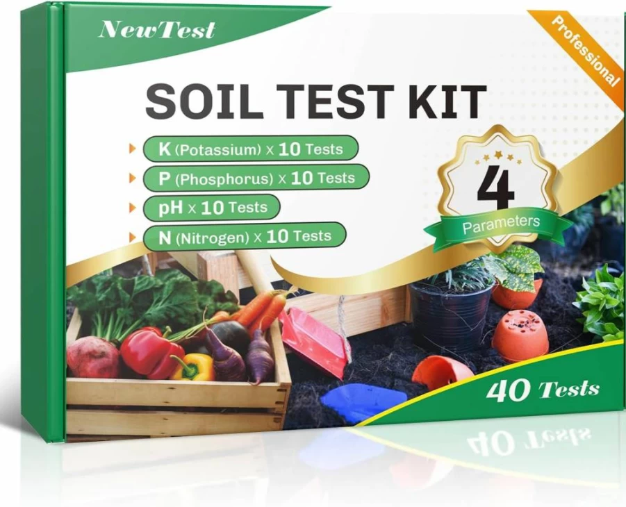 NewTest Professional Soil Test Kit - 40 Tests for pH, Nitrogen, Phosphorus & Potassium | Accurate 4-in-1 Soil Tester for Lawn, Garden & Plants