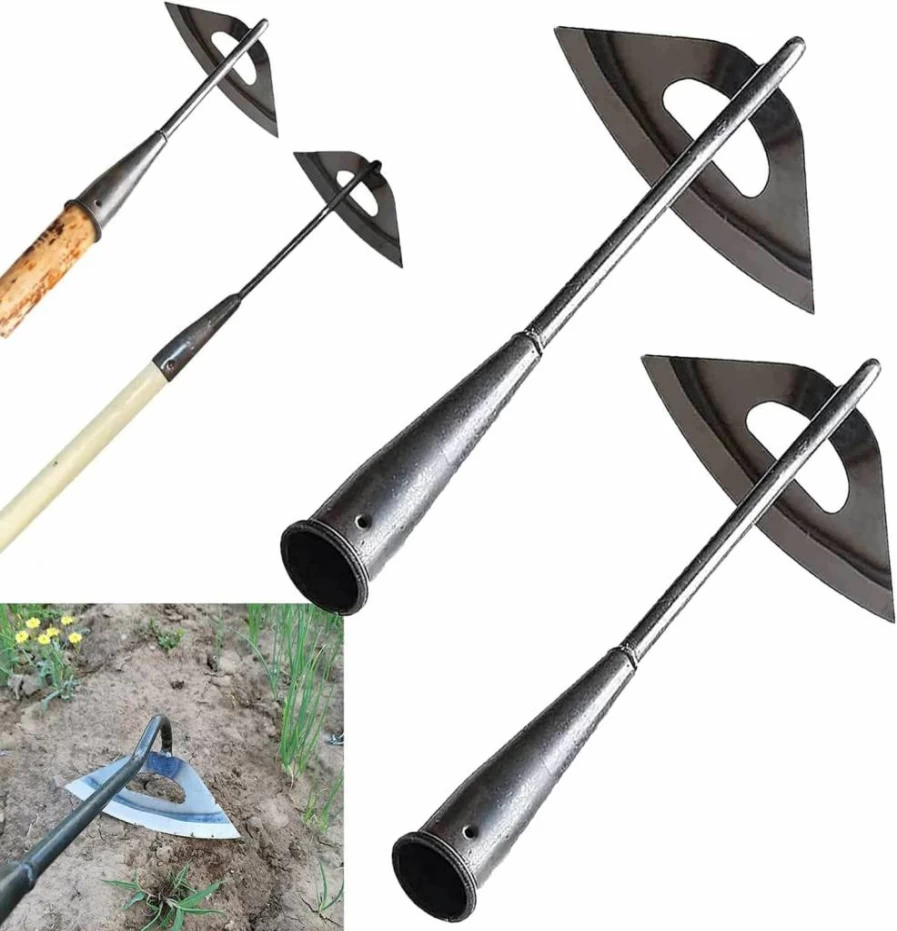 BuerKeo 2-Pack Hollow Garden Hoe - Heavy Duty Steel Weeding Tool with Sharp Edge for Loosening Soil, Planting, and Hand-Held Weed Removal in Backyard & Farm