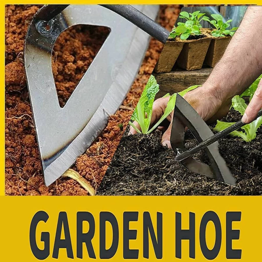 BuerKeo 2-Pack Hollow Garden Hoe - Heavy Duty Steel Weeding Tool with Sharp Edge for Loosening Soil, Planting, and Hand-Held Weed Removal in Backyard & Farm