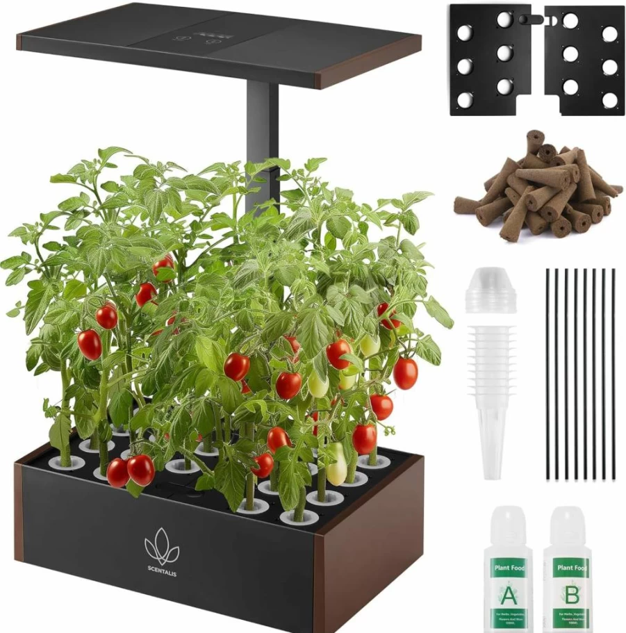 Scentalis Vita Indoor Hydroponic Garden Kit – 12/16/20 Pod Herb Grower with 10L Tank, 25" Adjustable Light, 5X Faster Growth for Indoor Plants