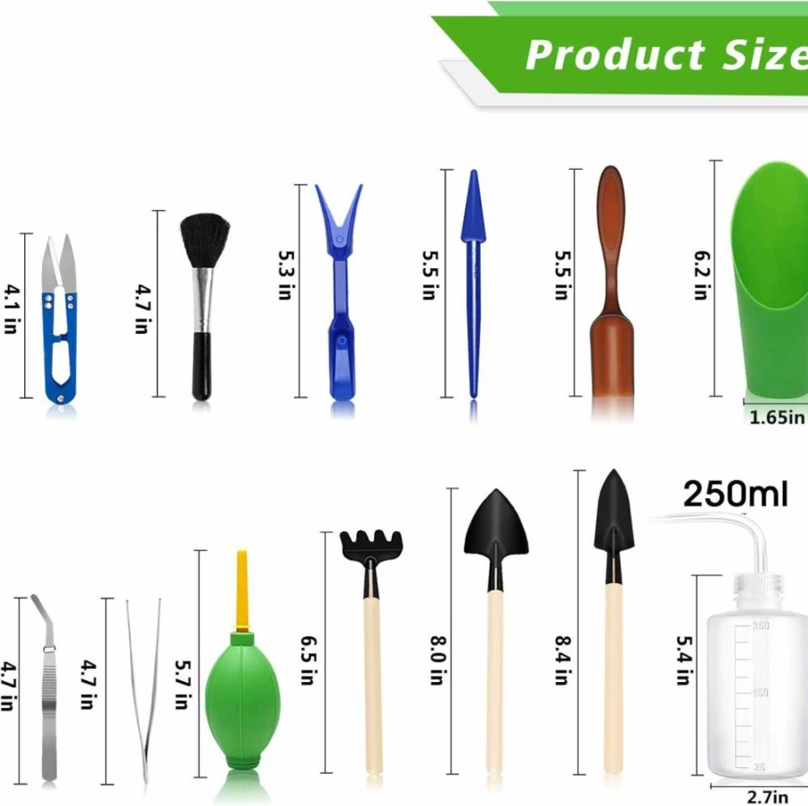 Godehone 13-Piece Succulent Tool Set for Miniature Gardening - Mini Transplanting & Care Kit for Succulents, Plants, and Indoor Gardens