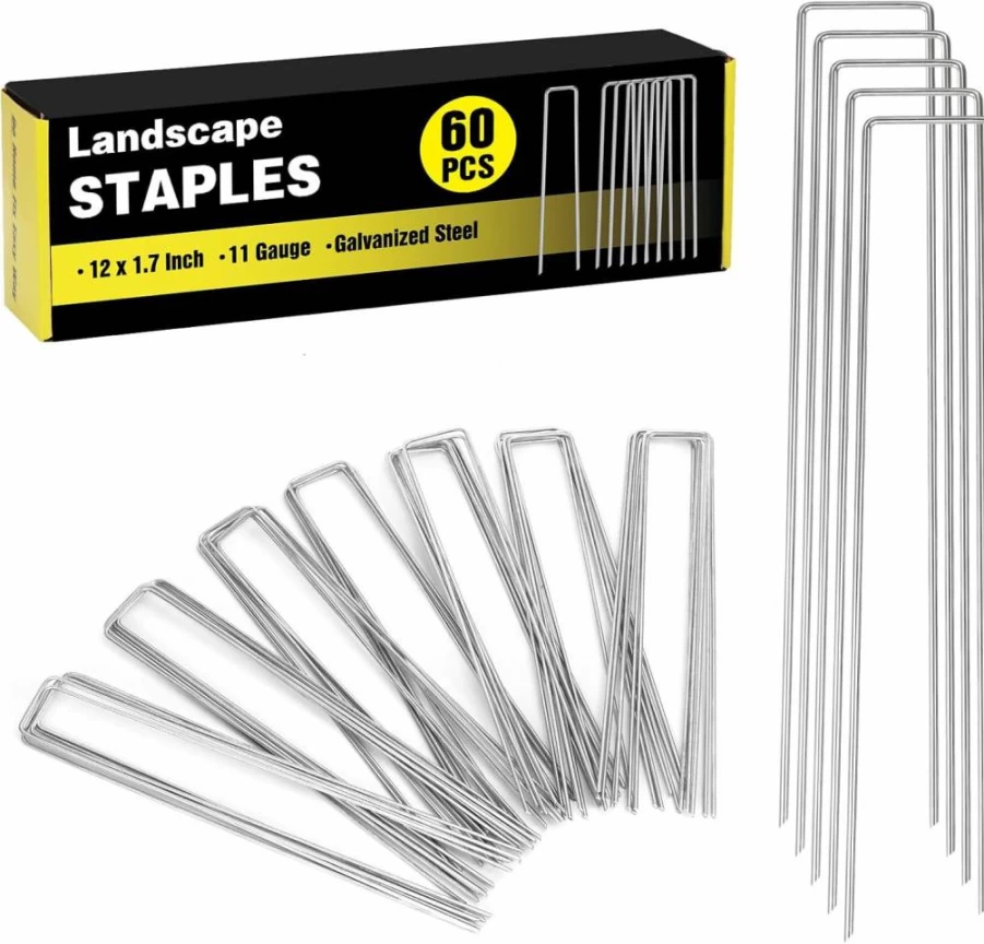 HongWay 240-Pack 6-Inch Heavy Duty Galvanized Landscape Staples for Garden Fabric, Sod, Turf, Lawn, Fence, and Tent (11 Gauge)