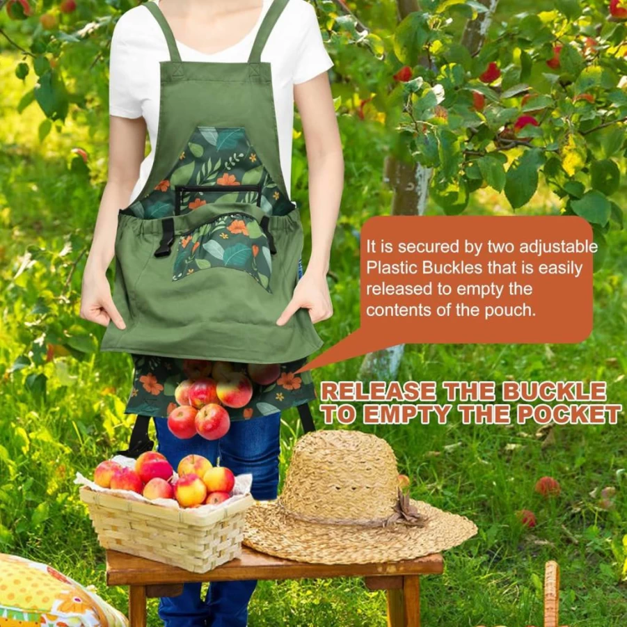 GeerDuo Waterproof Gardening Apron with Quick-Release Pockets for Women & Men – Durable Harvesting Pouch for Planting & Picking