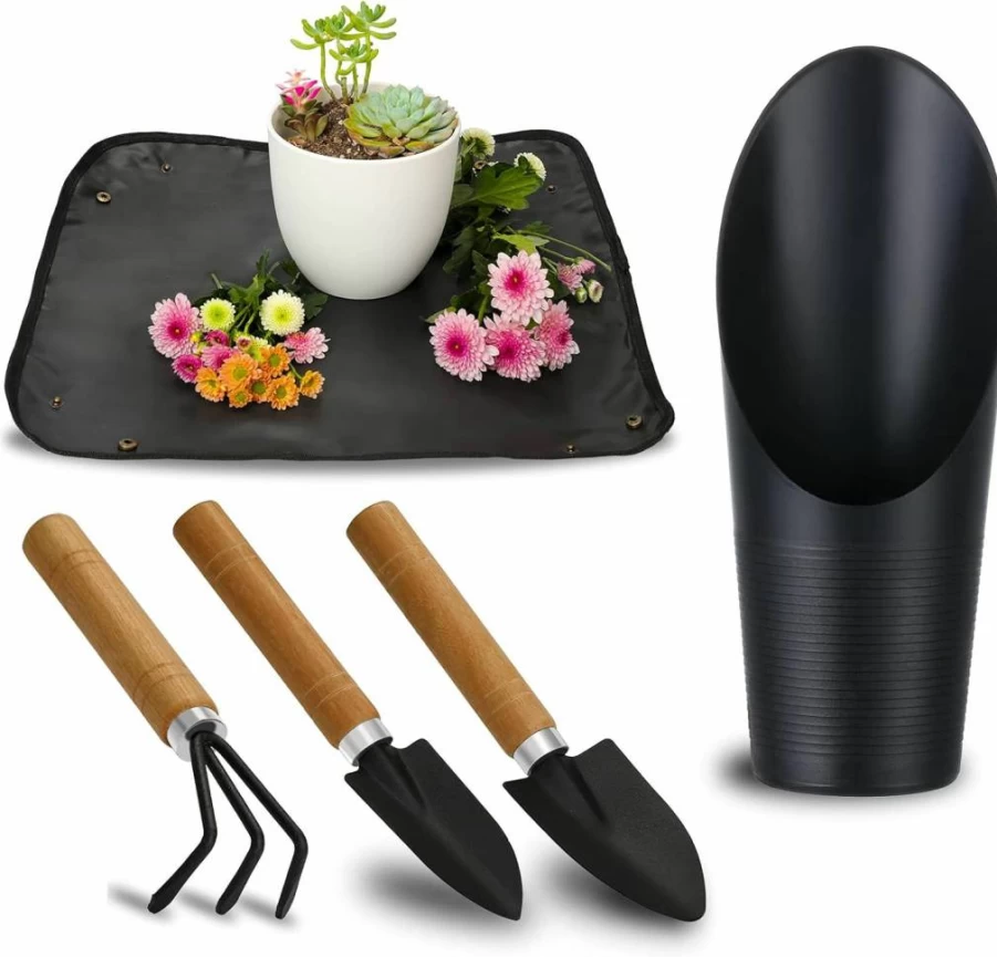 Songtaste 5Pcs Mini Garden Tools Set - Succulent Planting Kit with Potting Mat, Hand Tools for Soil, Seedling Care, Ideal Gardening Gifts for Women