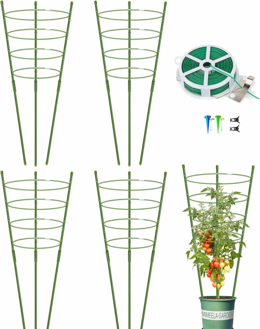 Mimeela 4 Pack 18" Tomato Plant Cages for Climbing Plants, Heavy Duty Garden Trellis Supports for Vegetables, Flowers, and Vines