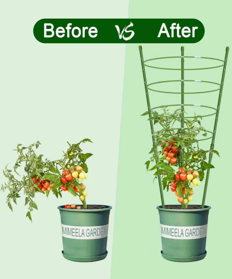 Mimeela 4 Pack 18" Tomato Plant Cages for Climbing Plants, Heavy Duty Garden Trellis Supports for Vegetables, Flowers, and Vines
