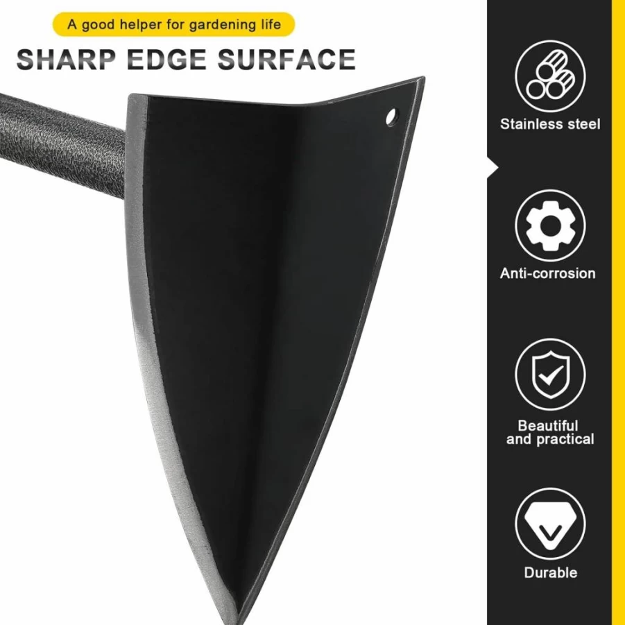 SANDEGOO 60 Inch Adjustable Garden Hoe with Sharp Triangle Blade - Heavy Duty Weeding, Digging, and Soil Loosening Tool - 5 Ft Ergonomic Metal Handle for Gardening and Landscaping