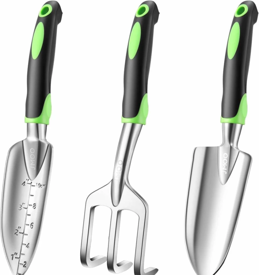 JMOO 3-Piece Garden Tool Set with Non-Slip Ergonomic Handles, Lightweight Aluminum Alloy Rust-Proof Gardening Tools for Women & Men, Perfect Outdoor Gift