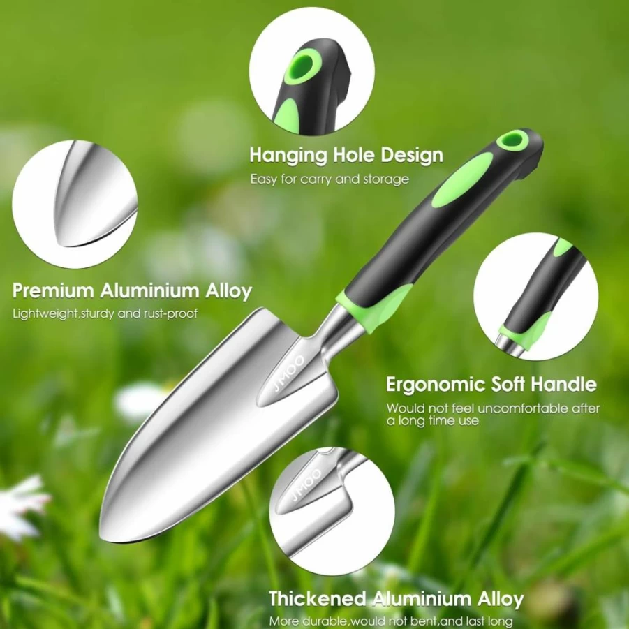 JMOO 3-Piece Garden Tool Set with Non-Slip Ergonomic Handles, Lightweight Aluminum Alloy Rust-Proof Gardening Tools for Women & Men, Perfect Outdoor Gift