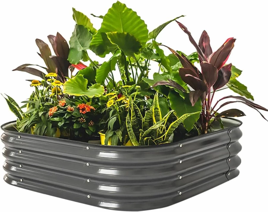 Vego Garden 17" Tall 4-in-1 Modular Metal Raised Garden Bed Kit for Vegetables, Flowers, Herbs – Durable Terra Cotta Planter Box