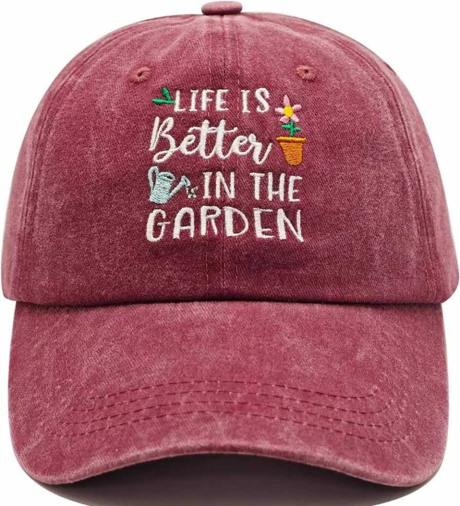 Blupkany Adjustable Washed Cotton Gardening Hat for Women - Embroidered Sun Protection Baseball Cap Gift