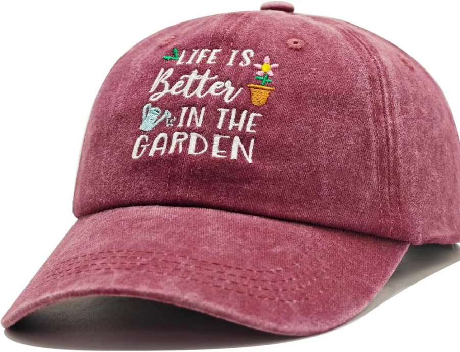 Blupkany Adjustable Washed Cotton Gardening Hat for Women - Embroidered Sun Protection Baseball Cap Gift