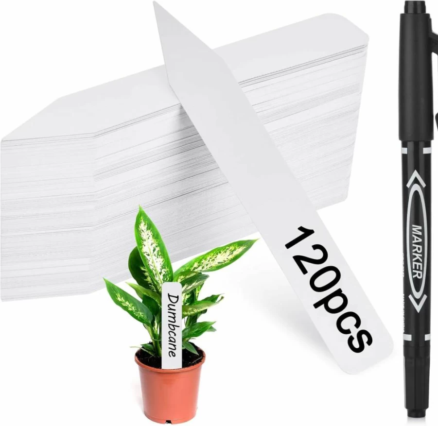 Darfukei 120Pcs Waterproof Plant Labels – Outdoor Garden Markers with Permanent Marker, Nursery Seed Tags, Gardening Gift for Women & Men