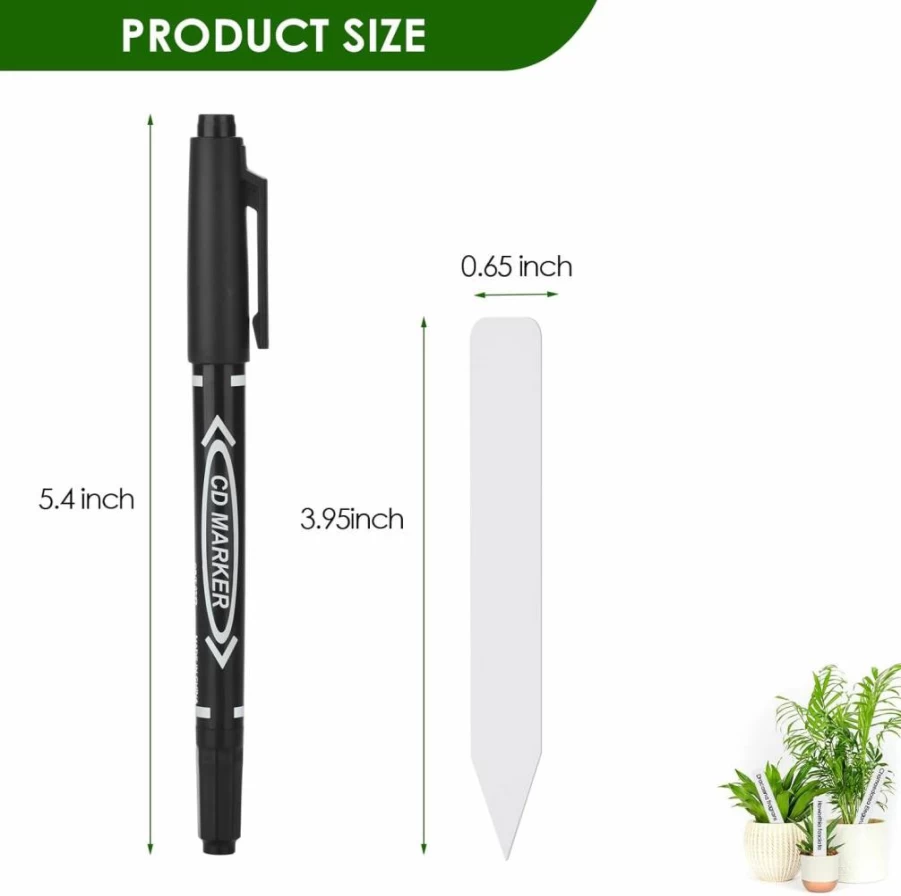 Darfukei 120Pcs Waterproof Plant Labels – Outdoor Garden Markers with Permanent Marker, Nursery Seed Tags, Gardening Gift for Women & Men