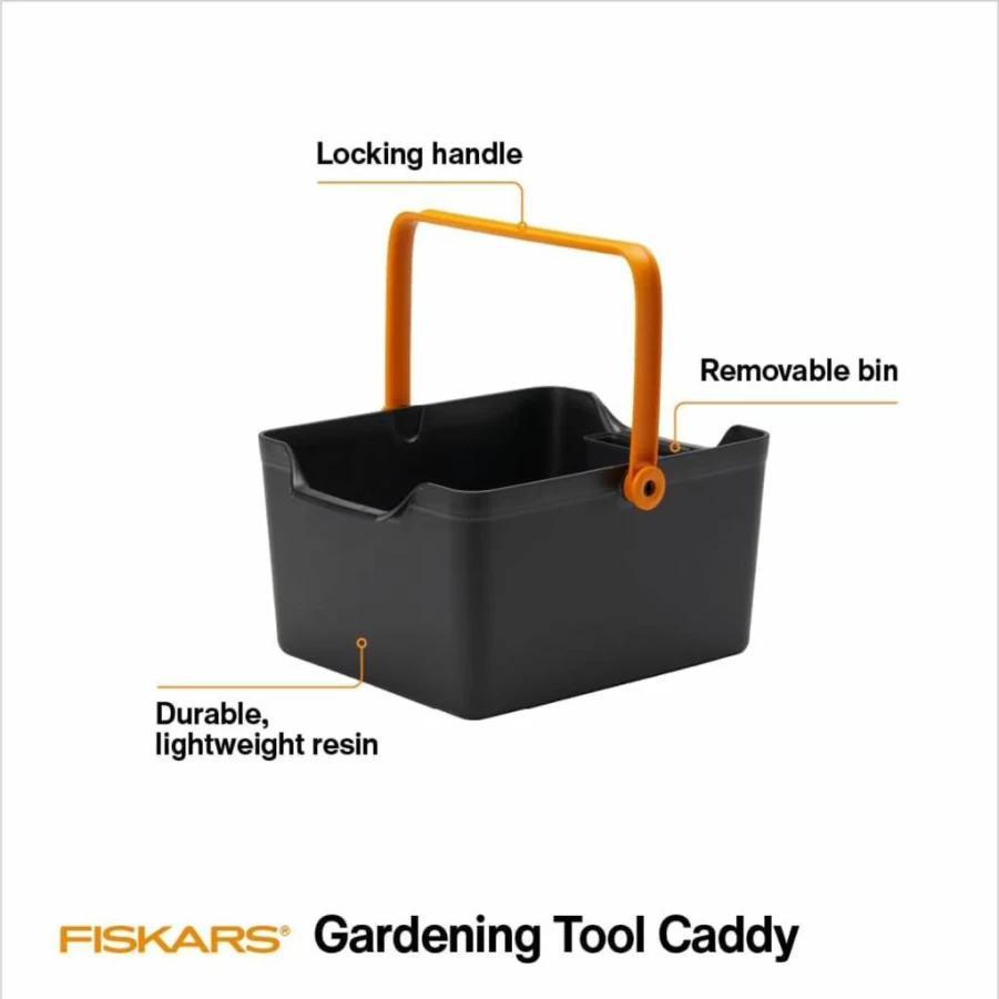 Fiskars Recycled Plastic Garden Tool Caddy - Removable Storage Organizer for Indoor & Outdoor Gardening Tools