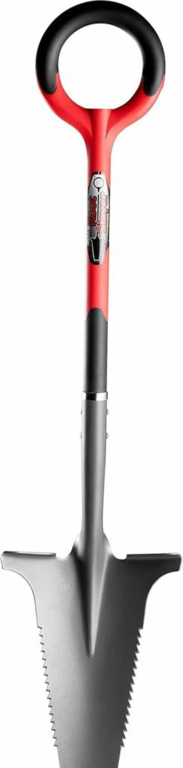 Root Slayer Shovel - Heavy Duty Gardening Tool with Ergonomic Handle for Digging and Cutting Roots, Red (Model 22011)