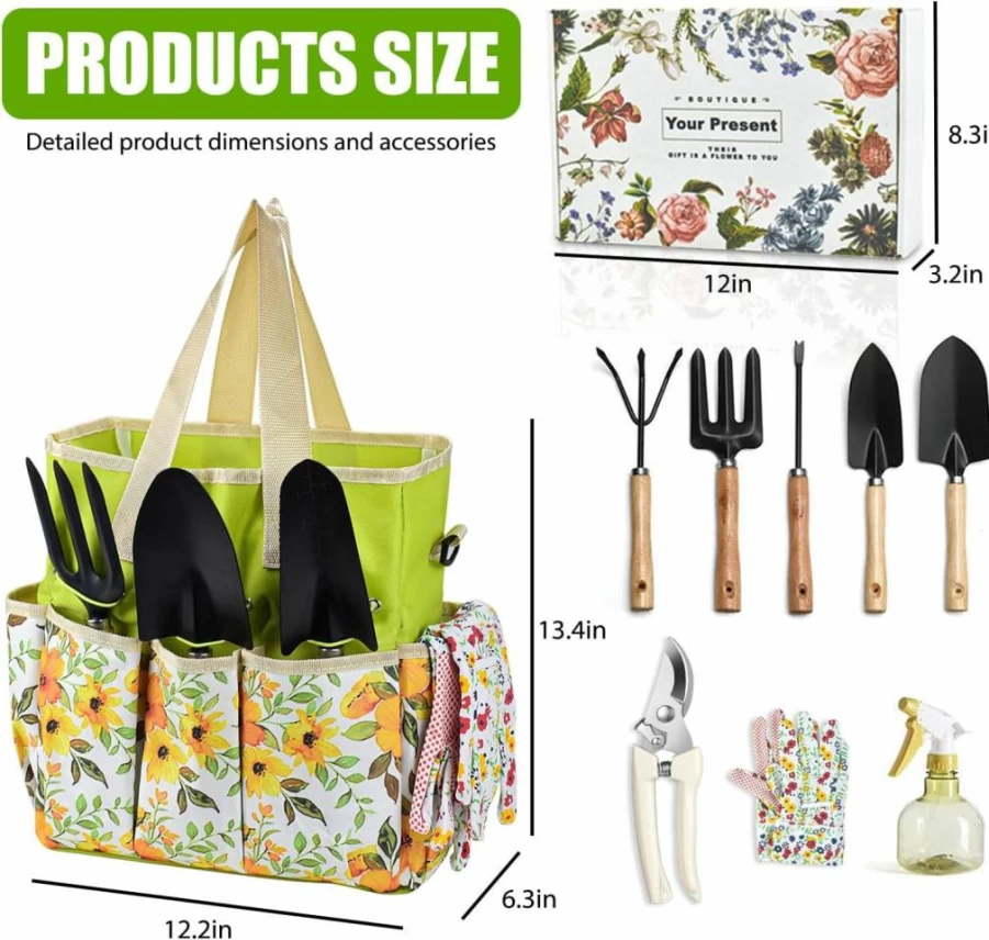 Schwylth 10-Piece Heavy Duty Steel Gardening Tools Set with Storage Handbag – Ideal Gardening Gifts for Women