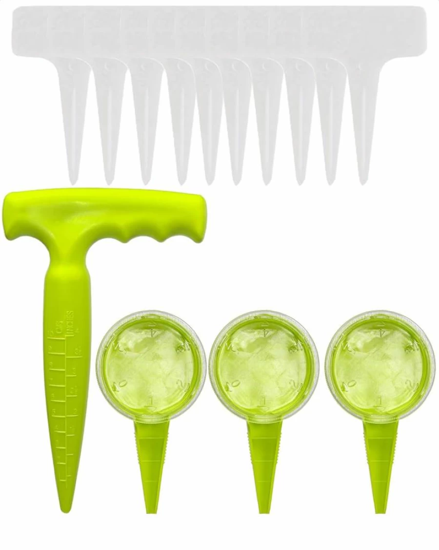 Boinio Manual Seed Planter Kit - Light Green Garden Seeder with Dibber & Dispenser for Precise Small Seed Planting, Home Gardening & Organic Growers (Kit-B)
