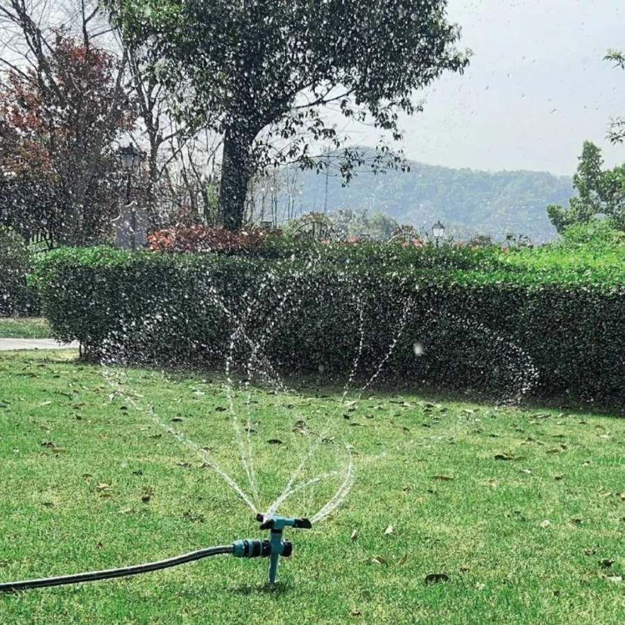 Kadaon 360 Degree Rotating Garden Sprinkler - Adjustable Lawn Watering System with Weighted Base for Large Area Coverage