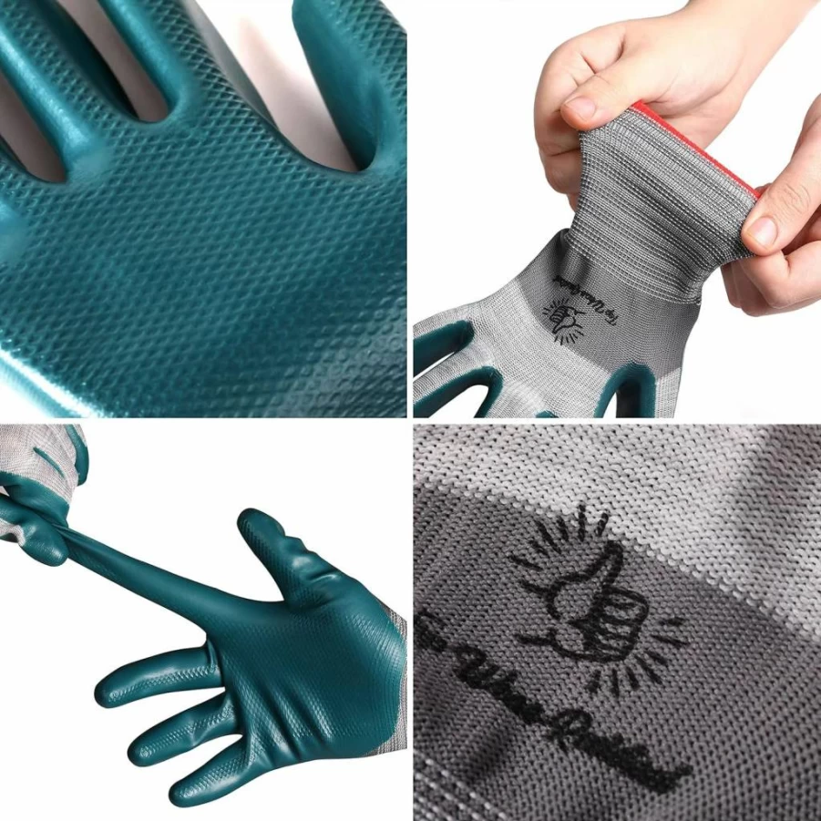 Nimalpal 6 Pairs Breathable Rubber Coated Gardening Gloves for Women - Durable Multi-Purpose Outdoor Garden Gloves