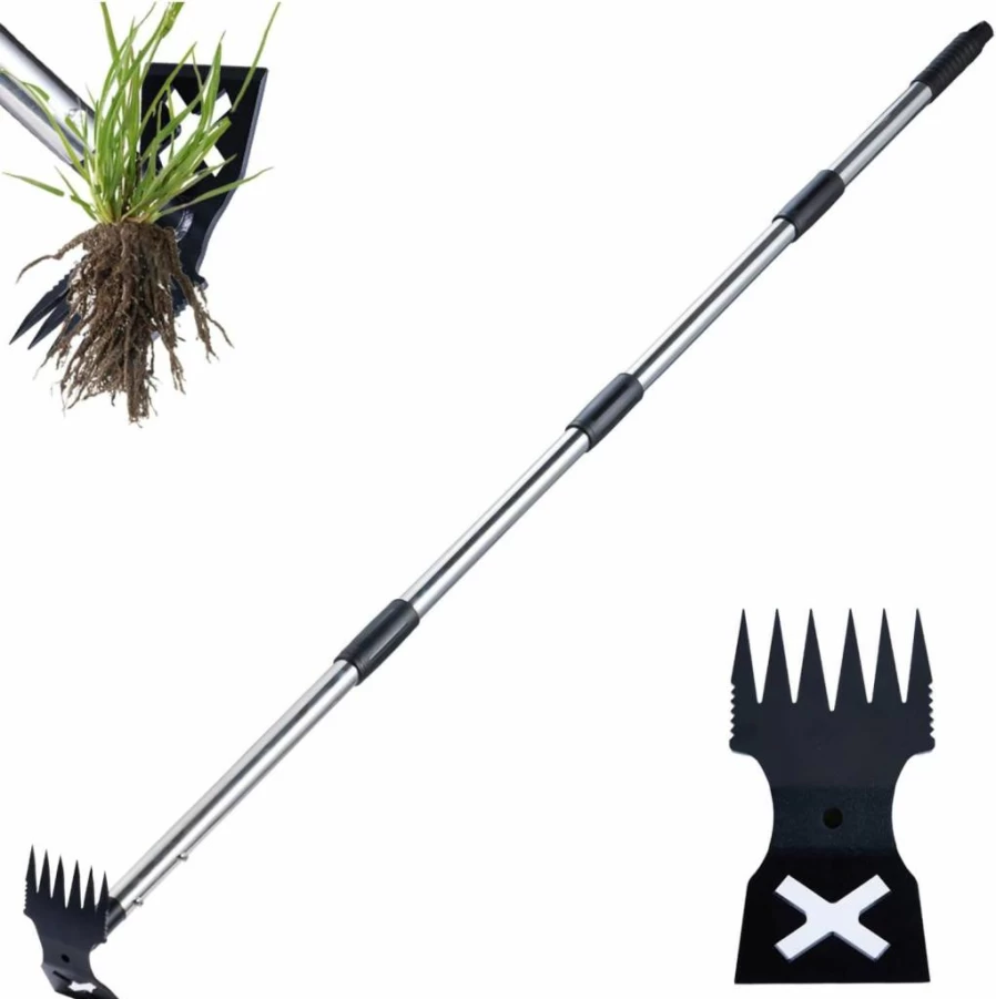 NICOFPHY 60" Heavy Duty Weed Puller Tool - 2-in-1 Manual Garden Weeder & Hoe for Lawn, Yard, Patio - Long Handle Uprooting Tool for Easy Weed Removal
