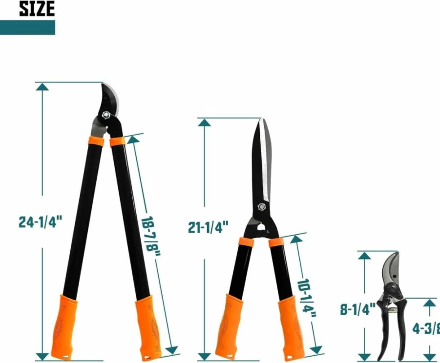 TANG 3-Piece Gardening Tool Set: Heavy Duty Lopper, Hedge Shears & Pruner for Tree Shrub Care | Professional Lawn & Plant Hand Tools Kit