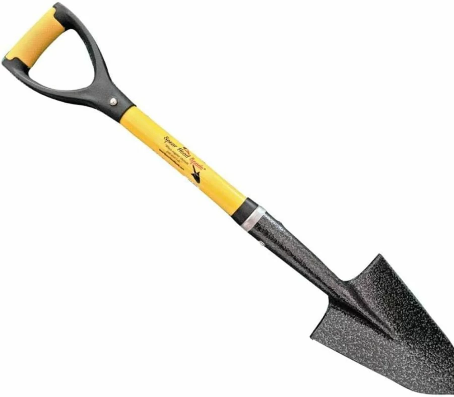 Spear Head Spade 30" Fiberglass Handle Gardening Shovel with Cushioned Grip, Carbon Manganese Steel Blade for Raised Beds & Container Gardens, Yellow