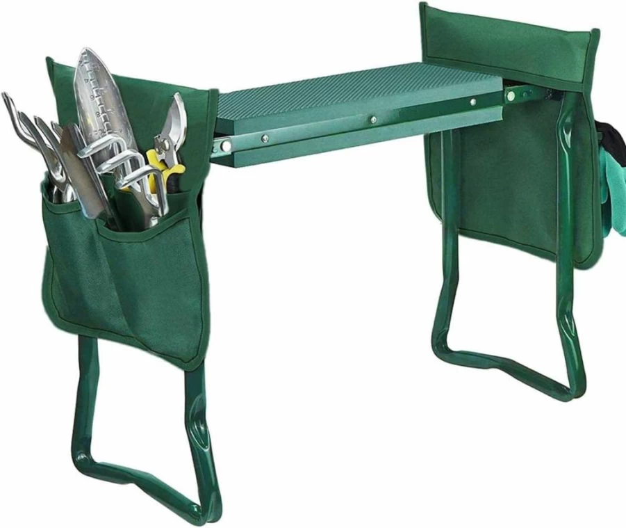 CAMP SOLUTIONS Foldable Garden Kneeler and Seat – 300LBS Capacity, Multi-Use Gardening Stool with Handle for Elderly, Kneeling Bench & Step Stool for Outdoor Gardening Tools
