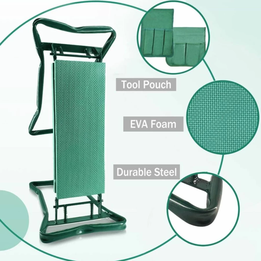 CAMP SOLUTIONS Foldable Garden Kneeler and Seat – 300LBS Capacity, Multi-Use Gardening Stool with Handle for Elderly, Kneeling Bench & Step Stool for Outdoor Gardening Tools
