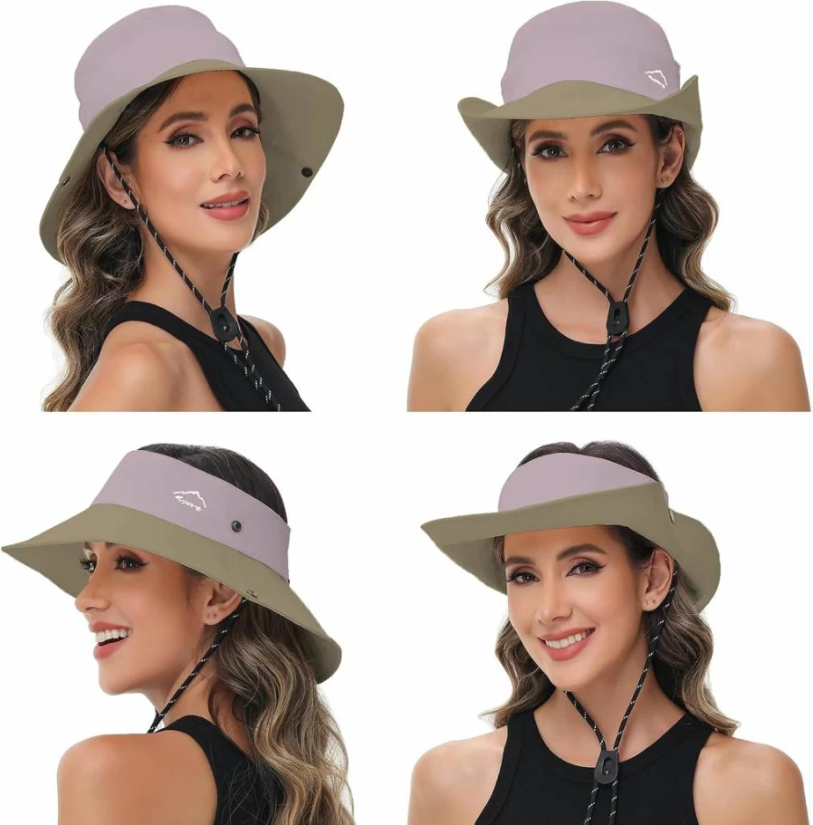 ZOORON Women's UPF 50+ Wide Brim Sun Hat with Detachable Visor - UV Protection Safari & Fishing Hat for Outdoor Activities