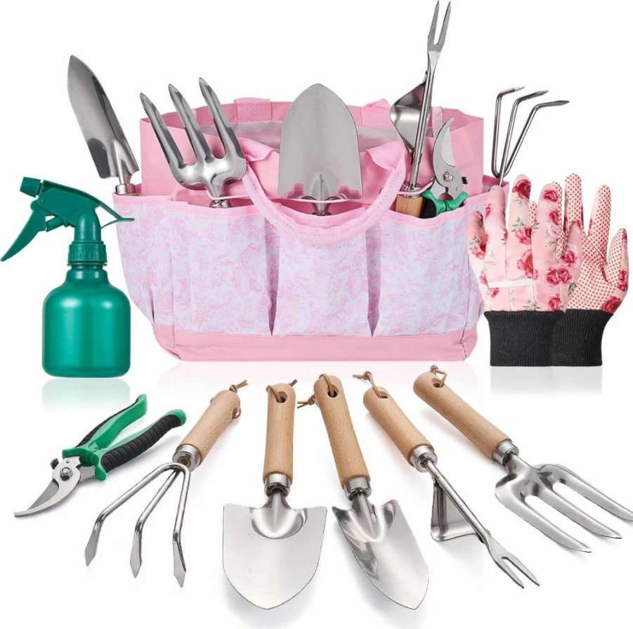 VOIDAY 9-Piece Gardening Tools Set with Heavy-Duty Stainless Steel, Storage Bag & Anti-Slip Gloves – Ideal Garden Gift for Women & Men
