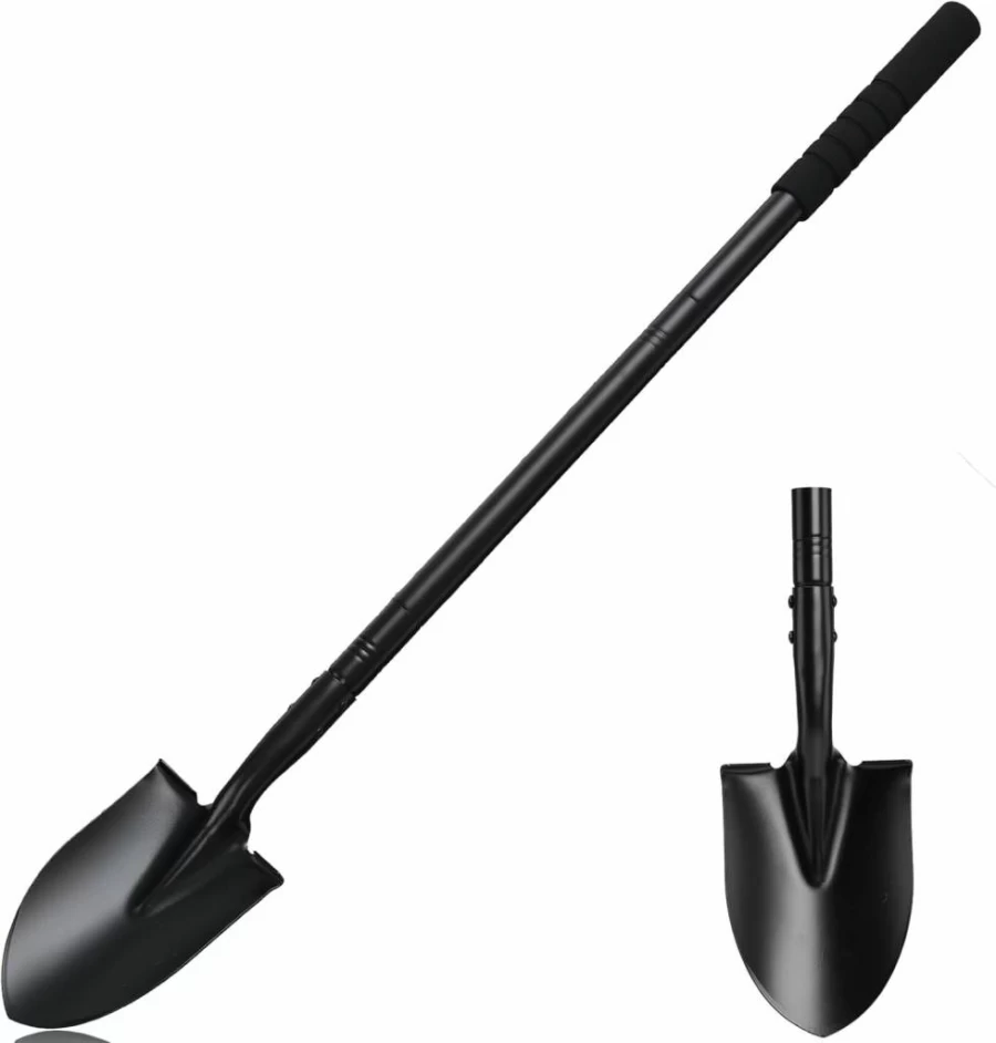 ABtool Heavy Duty 43.3" Metal Garden Shovel for Digging, Camping & Landscaping - Portable Spade Shovel for Beach, Trenching & Off-Road Use