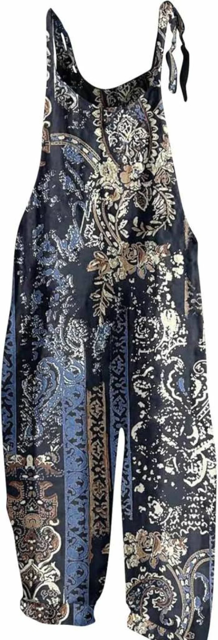 OIOLOYJM Women's Plus Size Floral Boho Romper - Summer Cotton Linen Overalls with Spaghetti Straps 2025 Hippie Jumpsuit