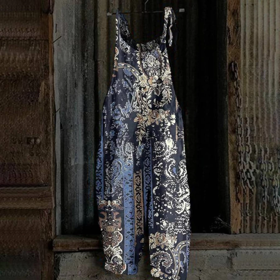 OIOLOYJM Women's Plus Size Floral Boho Romper - Summer Cotton Linen Overalls with Spaghetti Straps 2025 Hippie Jumpsuit