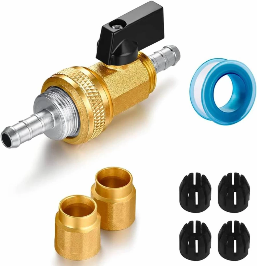 YELUN Brass Telescopic Garden Hose End Adapter with Shut Off Valve, Retractable Repair Connector Fittings Kit, 1 Set