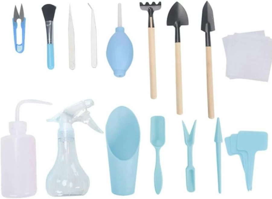 Peosaard 16Pcs Mini Gardening Tool Set for Succulents & Indoor Plants - Compact Transplanting Kit for Women, Home Garden Care Essentials