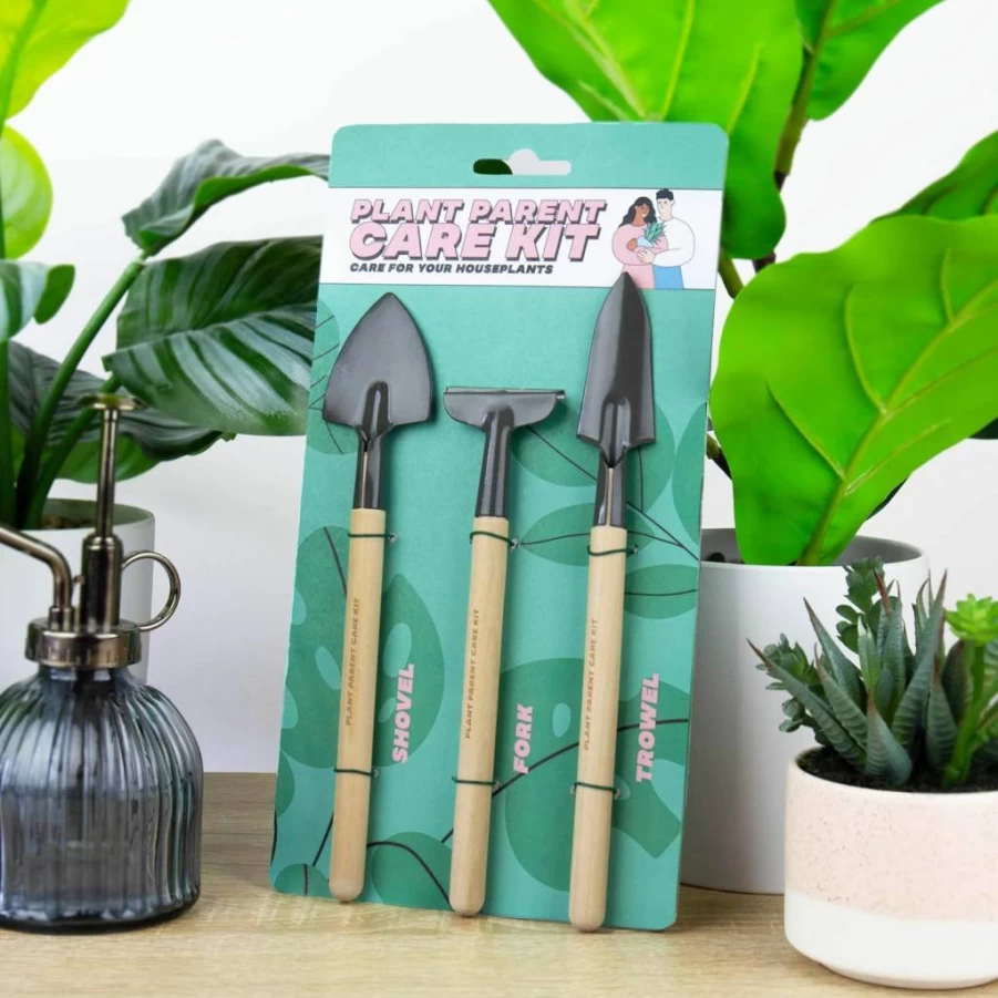 Gift Republic Indoor Gardening Tools Set - Mini Shovel, Fork & Trowel for Houseplants, Perfect Gift for Plant Lovers, Beginners & Experts, Green Plant Care Kit