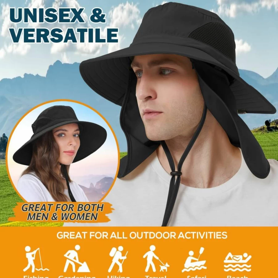 EINSKEY UPF 50+ Wide Brim Sun Hat for Men & Women – Waterproof Packable Bucket Hat for Fishing, Hiking, Beach, and Outdoor Activities
