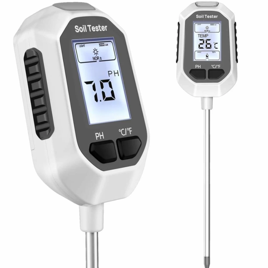 YAMRON 4-in-1 Digital Soil Test Meter - Moisture, pH, Temperature & Sunlight Tester with LCD Backlight for Gardening, Farming, Indoor and Outdoor Plants